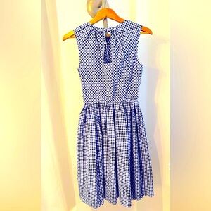 Gingham Checkered Dress garden party modest dress size S farm sleeveless